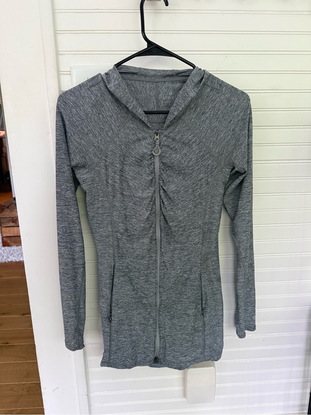 Athleta Heather Gray Full-Zip Hooded Jacket